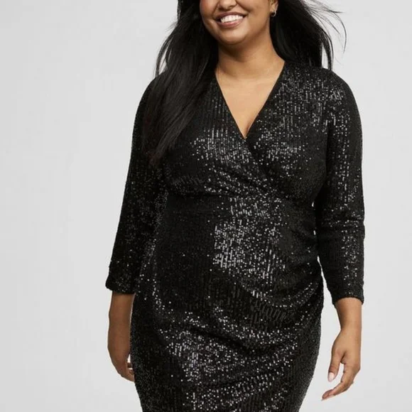 Torrid Mini Black Sequin Mesh Dress, NWT, Size 1X - Picture 3 of 6